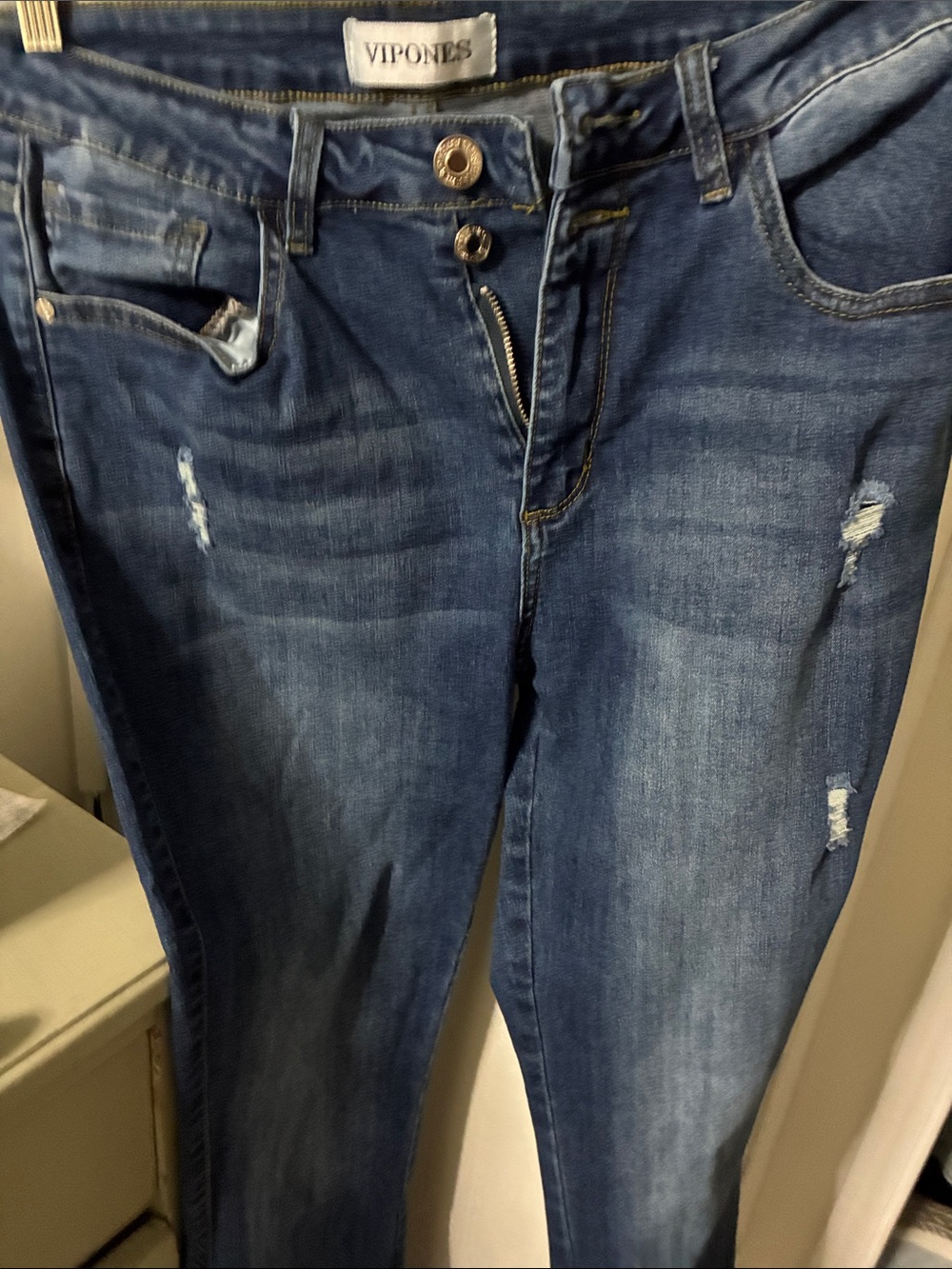 Women's Blue Distressed  flare leg Jeans